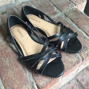 Torrid sandals 7W black faux leather